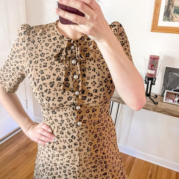 LK Bennett Montana Animal Print Silk Midi Dress - Picture 4 of 9